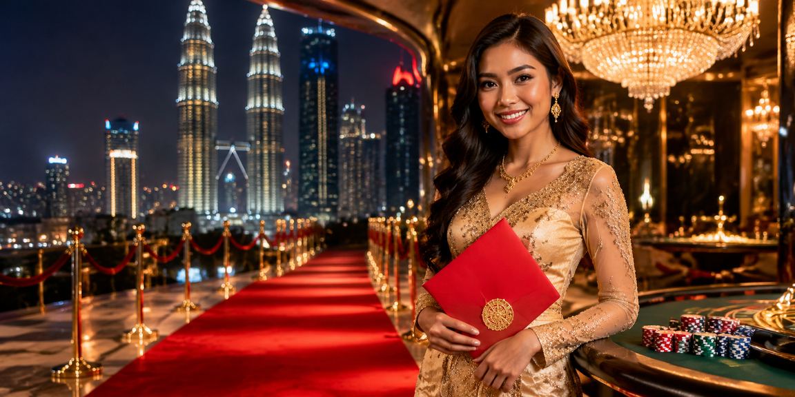 Pemain Malaysia menikmati permainan slot bertema angpao Tahun Baharu Cina di Kuala Lumpur